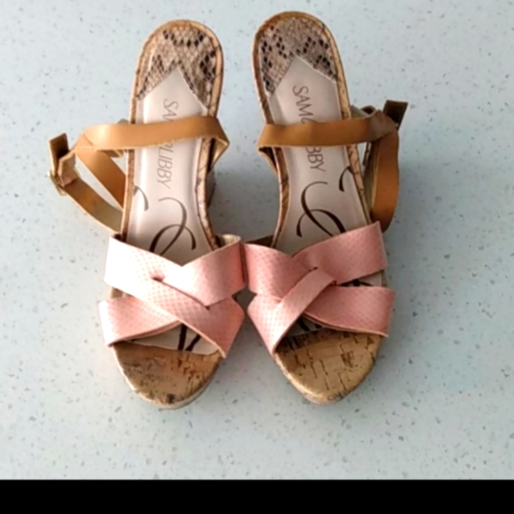 Sam & Libby Women's Cork Wedge Heels Pumps Size 8